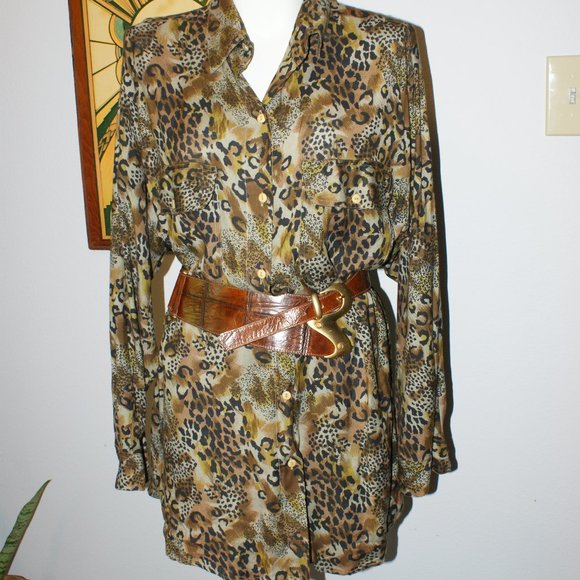 Vintage Animal Print Short Circuit Rayon Shirt - Picture 1 of 10